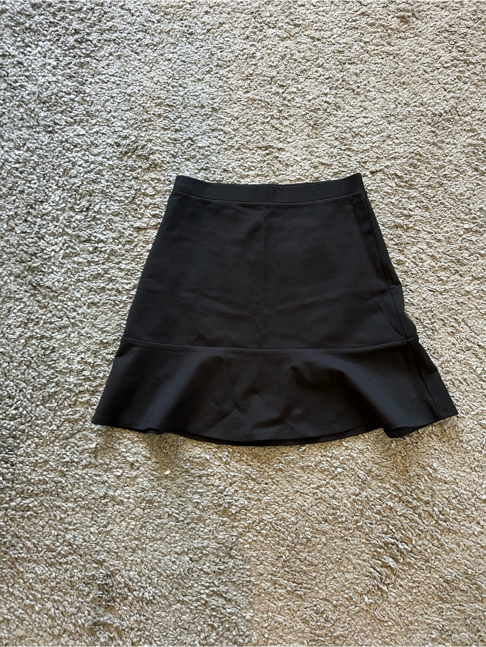 LOFT Black A-Line Ruffle-Hem Skirt